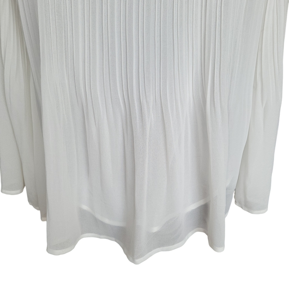 Miss Me Chic Cottagecore White Pleated Tassel Long Sleeve Blouse Women's Size L - Picture 8 of 14